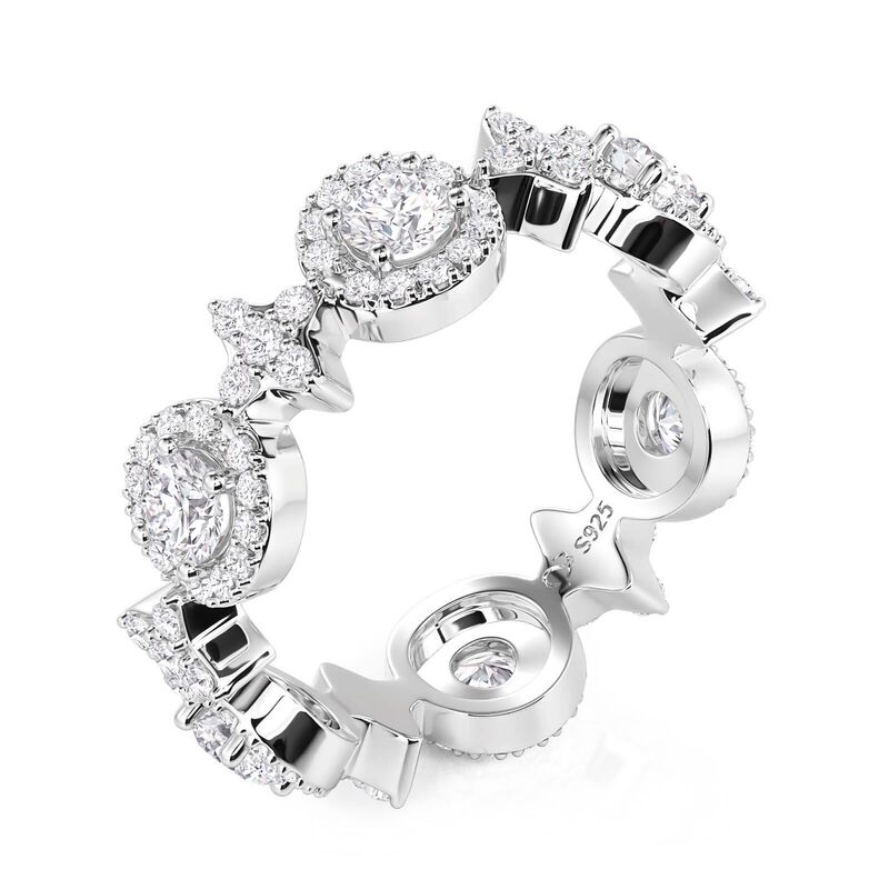 Jeulia Celestial Star Circle Womens Ring Sterling Silver