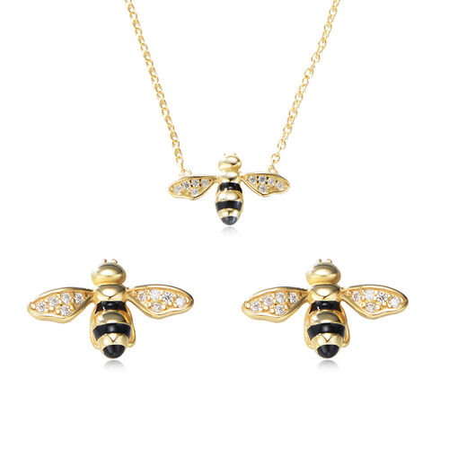 Jeulia Clever Bee Sterling Silver Jewelry Set
