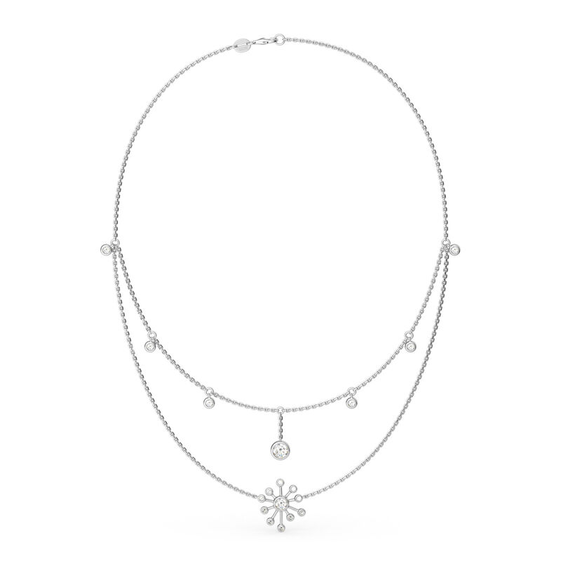 Jeulia Layered Dandelion Sterling Silver Necklace