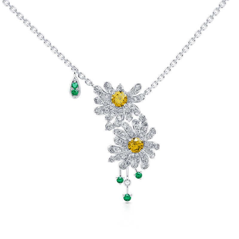 Jeulia Double Daisy Flower Sterling Silver Necklace