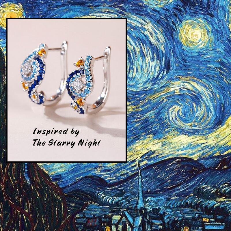 Starry Night -inspirerade örhängen i sterlingsilver