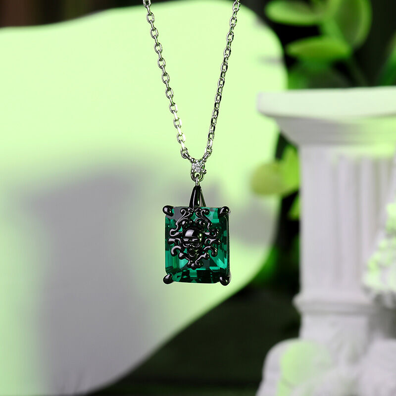 Jeulia "Phantom" Skull Emerald Cut Sterling Silver Jewelry Set