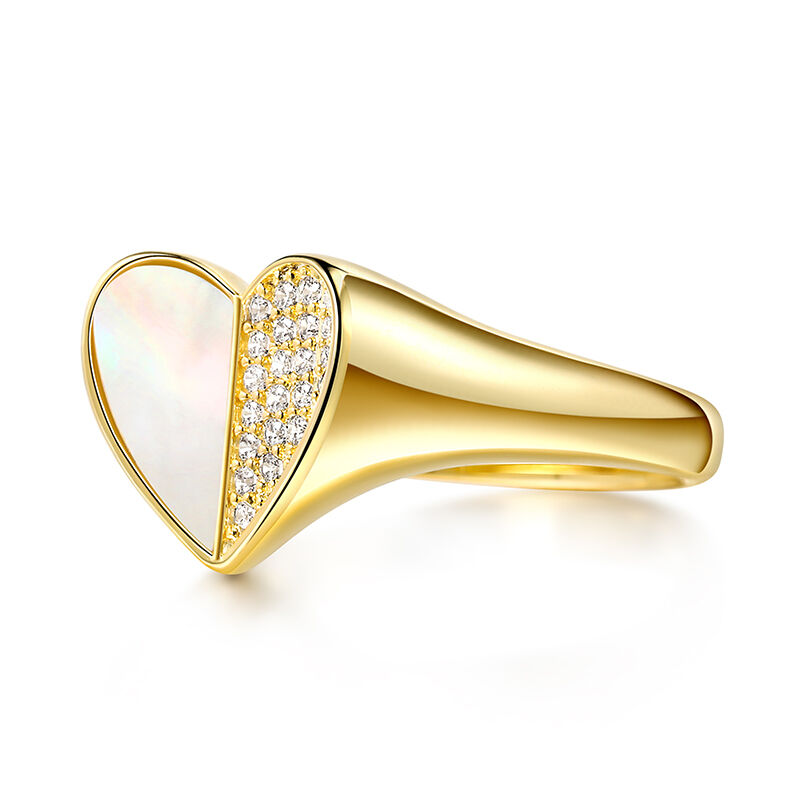 Jeulia Mother of Pearl Heart Design Sterling Silver Ring