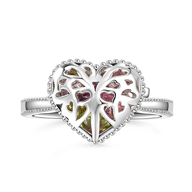 Jeulia Butterfly Caged Heart Sterling Silver Ring With Birthstones