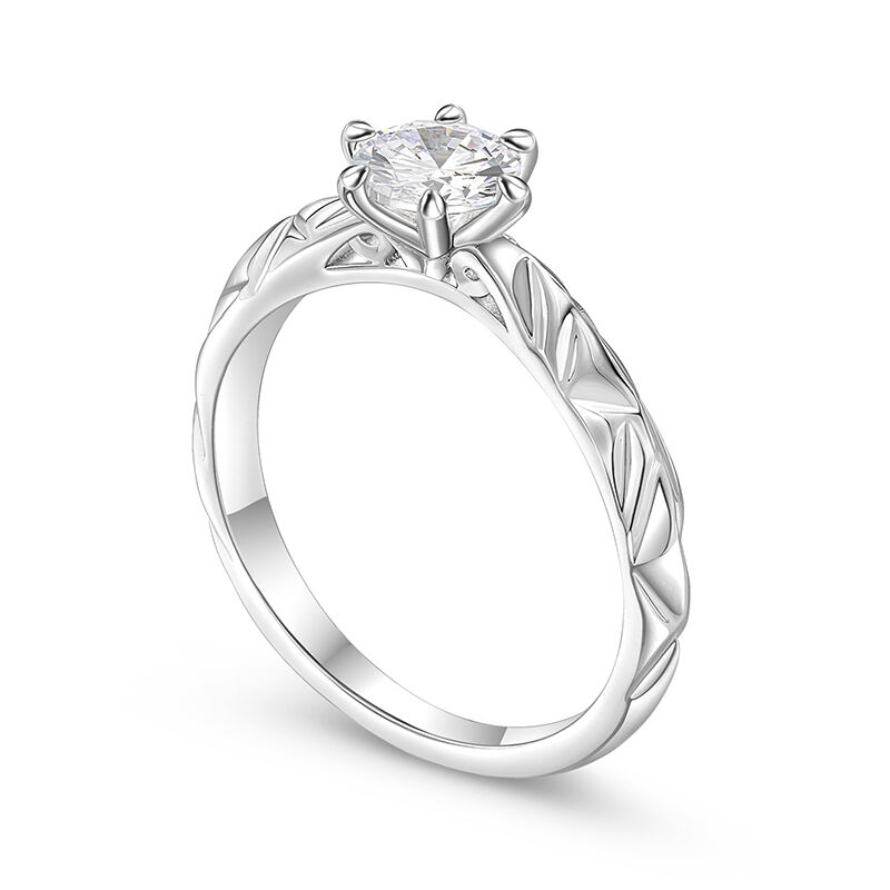 Jeulia Crease Design Solitaire Engagement Ring Sterling Silver