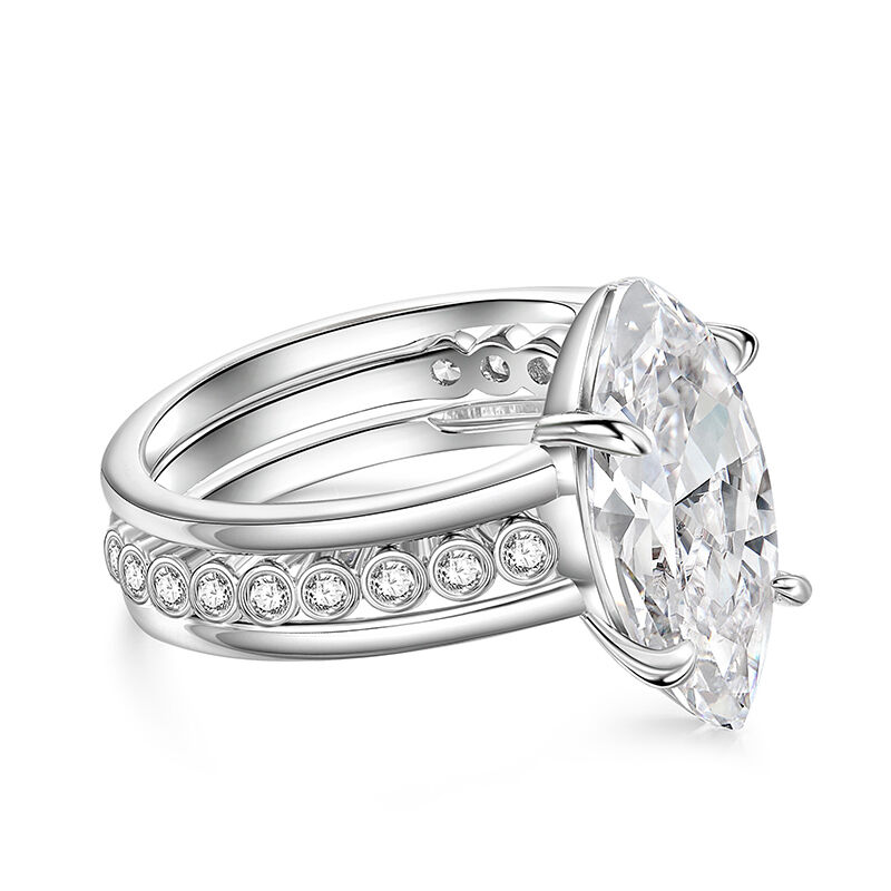 Jeulia Classic Marquise Engagement Ring Set Sterling Silver