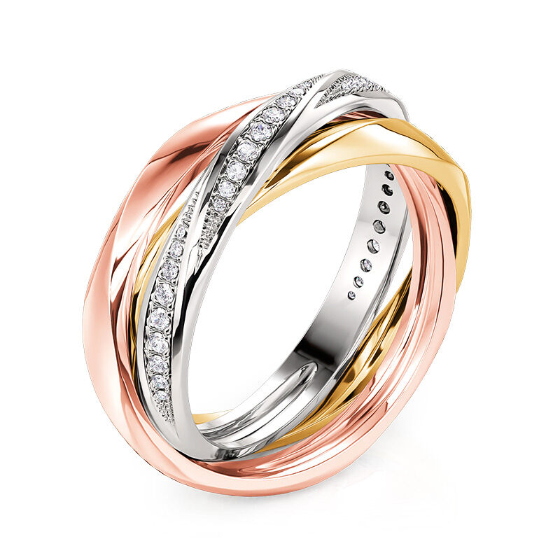 Jeulia Multicolored Trinity Women's Wedding Band