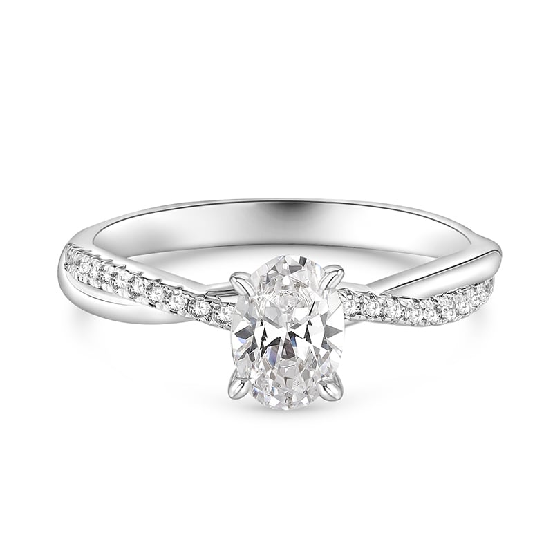 Jeulia Vintage Oval Engagement Ring Twisted Sterling Silver