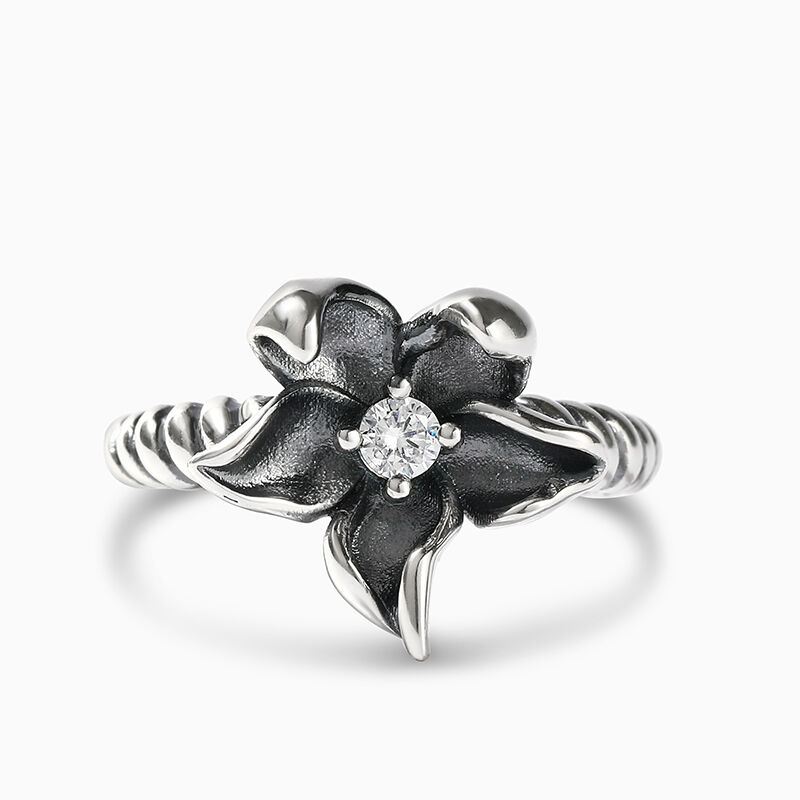Jeulia "Eternal Love" Flower Sterling Silver Ring