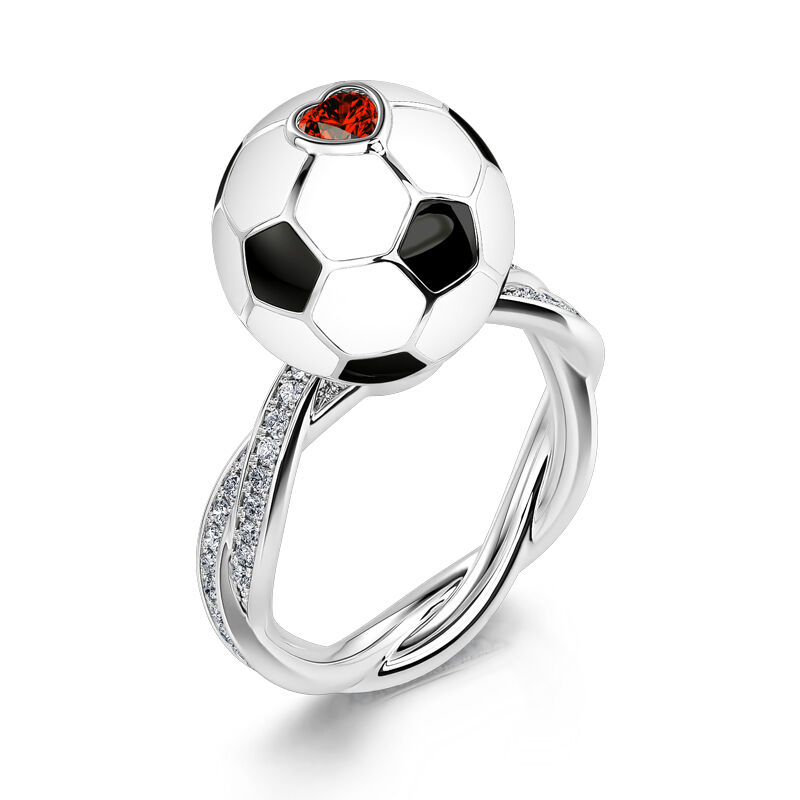 Jeulia "Fußball spielen" Sterling Silber Rotierende Beruhigen Ring