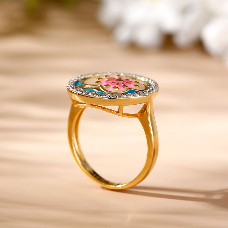 Jeulia "Bloom for You" Enamel Sterling Silver Ring