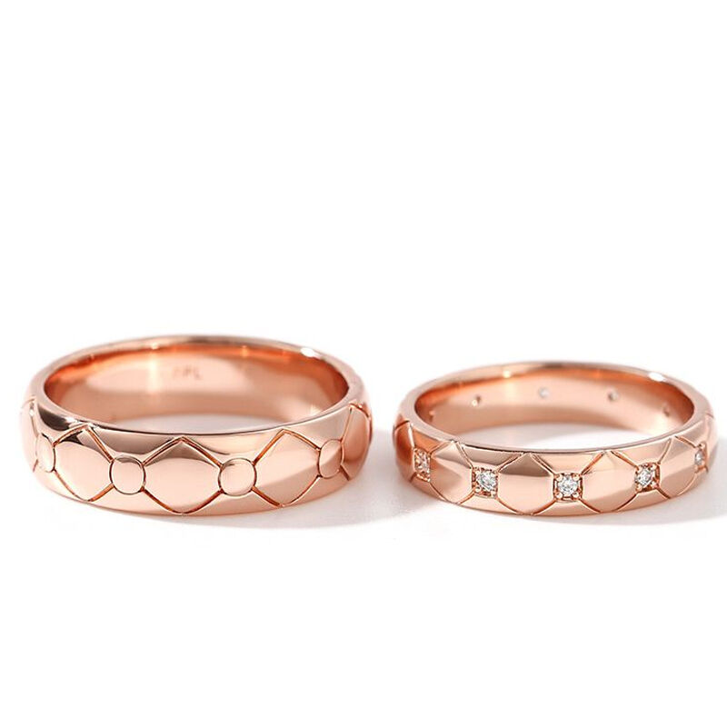 Jeulia "Eternal Love" Rose Gold Tone Sterling Silver Couple Rings