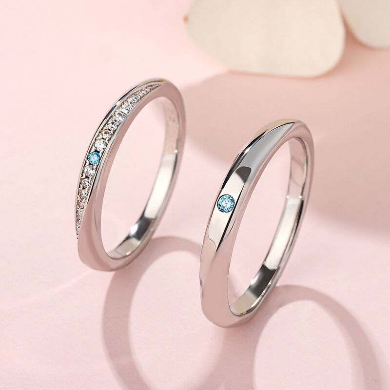 Jeulia "True Love is Forever" Sterling Silver Couple Rings