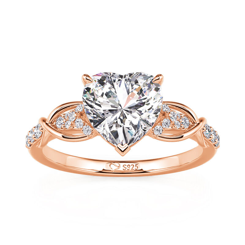 Jeulia Anillo de Compromiso Corazón Infinito de Amor con Piedras Laterales