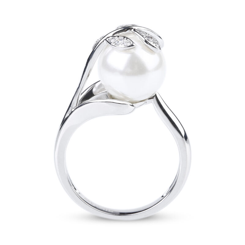 Jeulia Blätter Design Perle Sterling Silber Ring