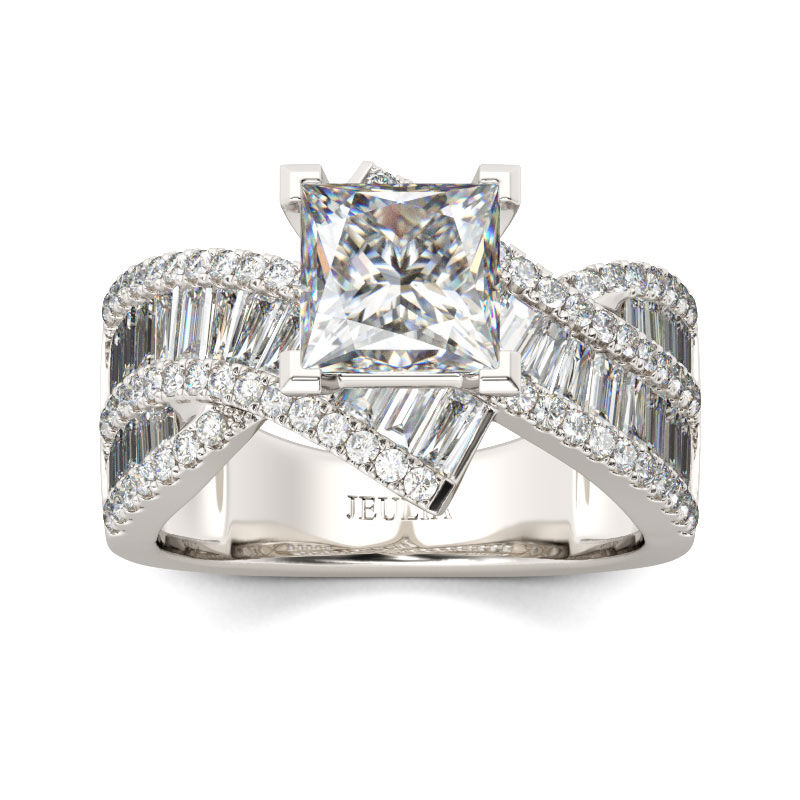Jeulia Vintage Princess Cut Sterling Silver Ring