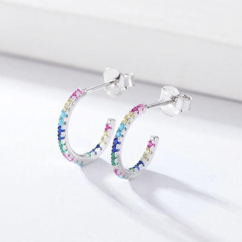 Jeulia Colorful Round Cut Sterling Silver Earrings