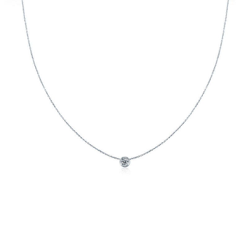 Jeulia Simple Round Cut Stone Pendant Sterling Silver Necklace