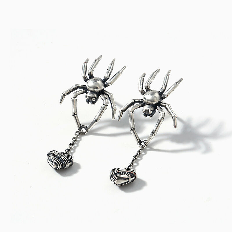 Jeulia "Spider & Heart" Sterling Silver Dangle Earrings
