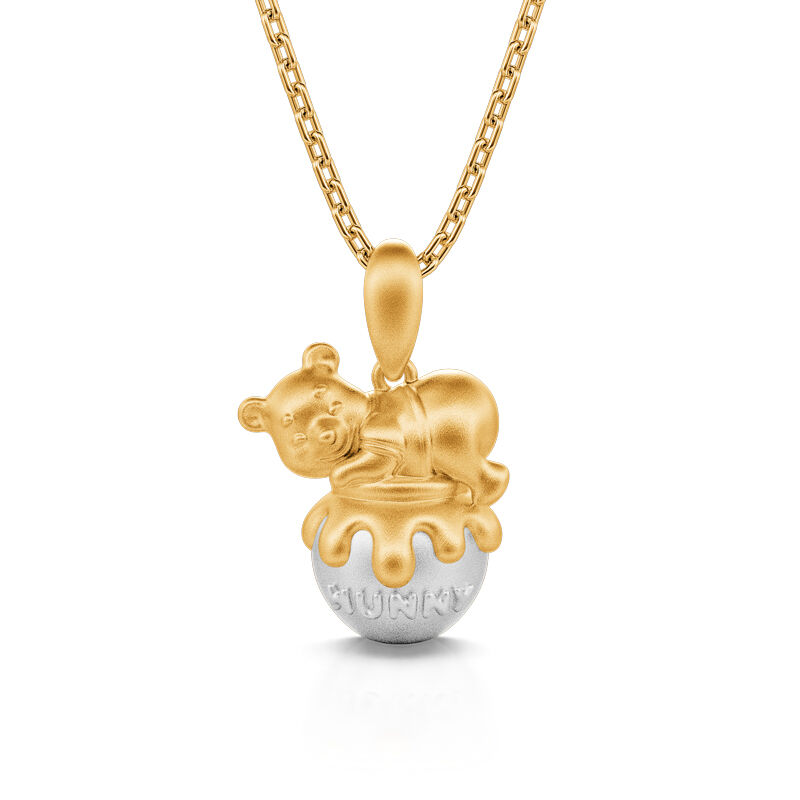 Jeulia "Honey Love" Bear With Honey Pot Sterling Silver Necklace