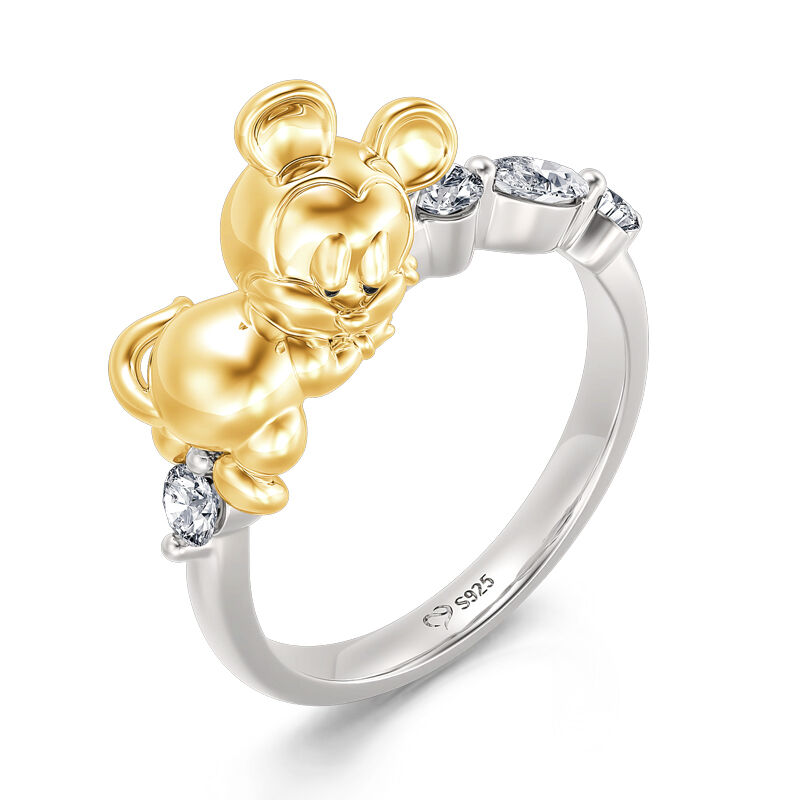 Jeulia Cartoon Mouse Two Tone Sterling Silver Ring
