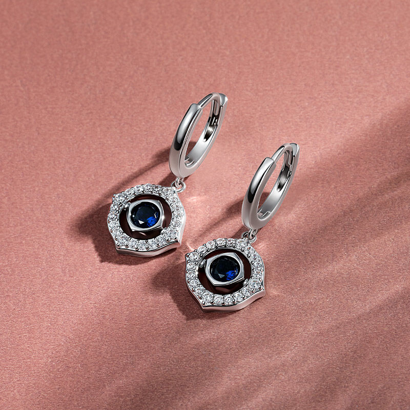 Jeulia Pendientes de Aro Contorno con Montura Halo y Piedra de Nacimiento Personalizada