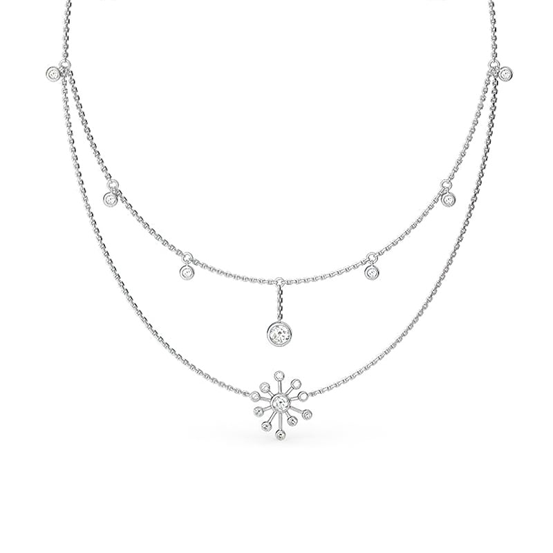 Jeulia Layered Dandelion Sterling Silver Necklace