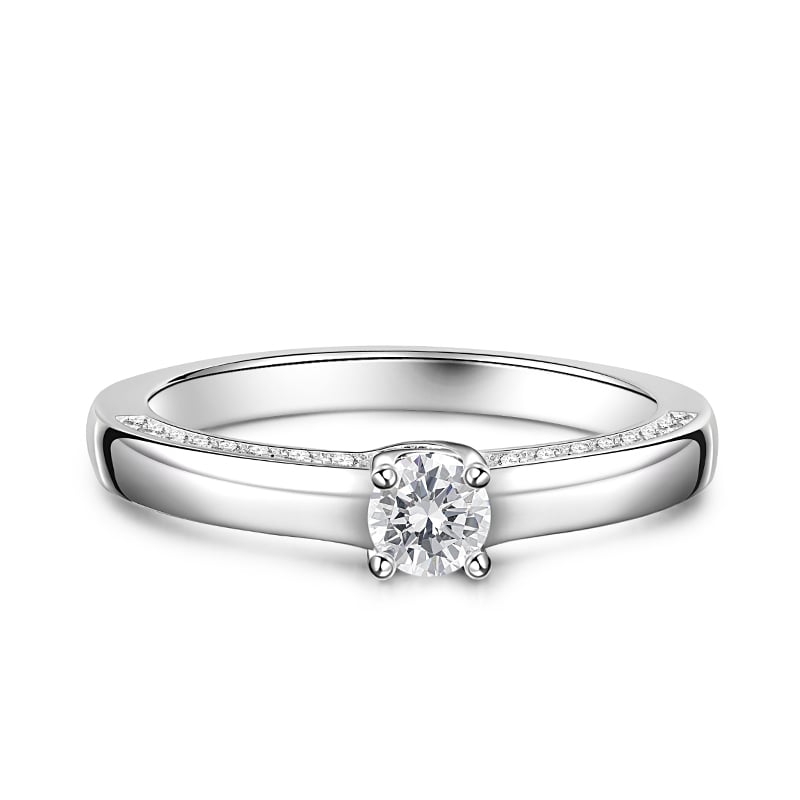 Jeulia "Enamored Moment" Classic Round Cut Sterling Silver Ring