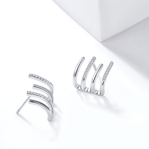 Jeulia Rake Design Sterling Silver Stud Earrings