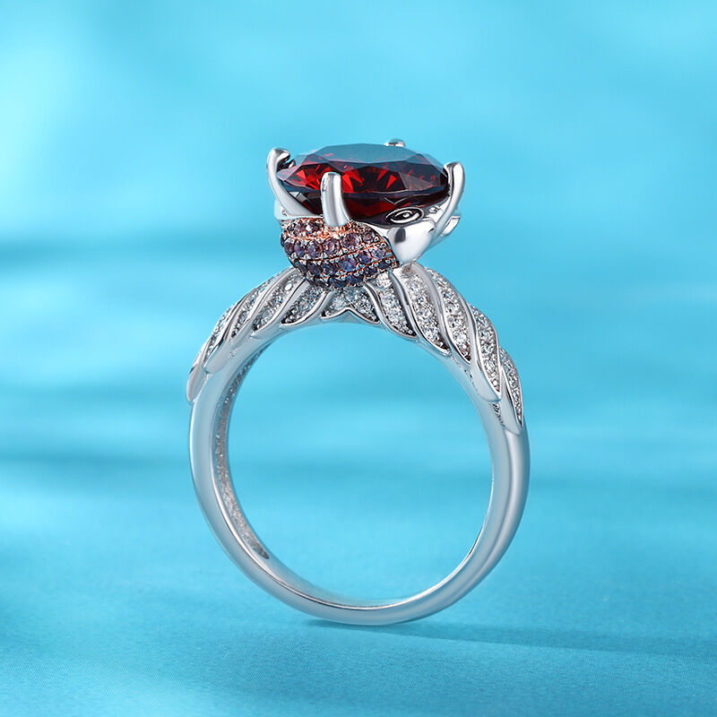 Jeulia "Beauty and Majesty" Eagle Round Cut Sterling Silver Ring