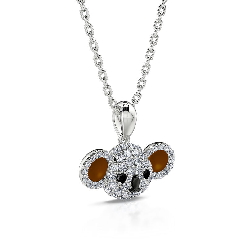 Jeulia "Little Lovable Koala" Pendant Sterling Silver Necklace
