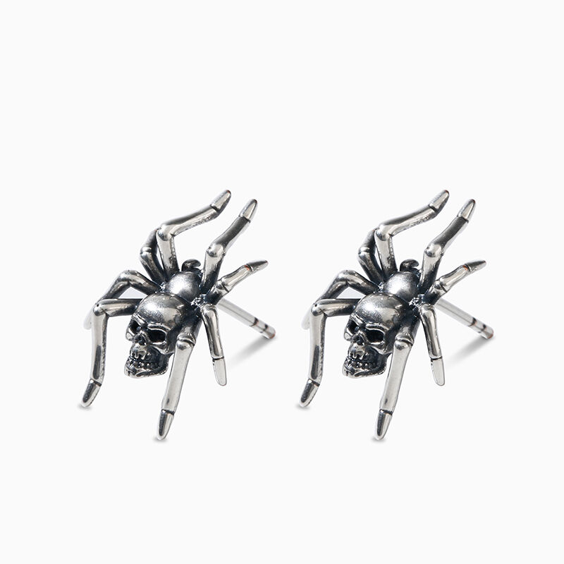 Jeulia "Spider" Skull Sterling Silver Earrings