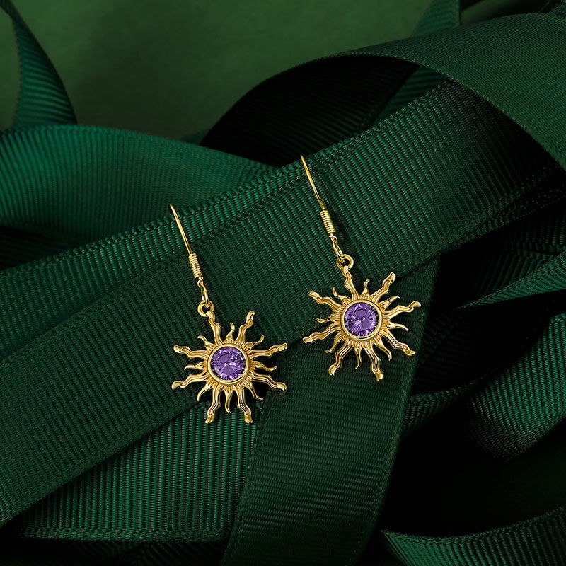 Jeulia Pendientes de Moda de Oro con Piedra de Amatista Bohemia