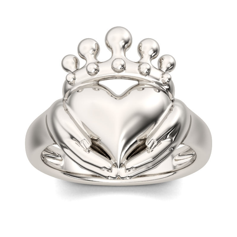 Jeulia polerad hjärtformad Claddagh -ring i sterling silver