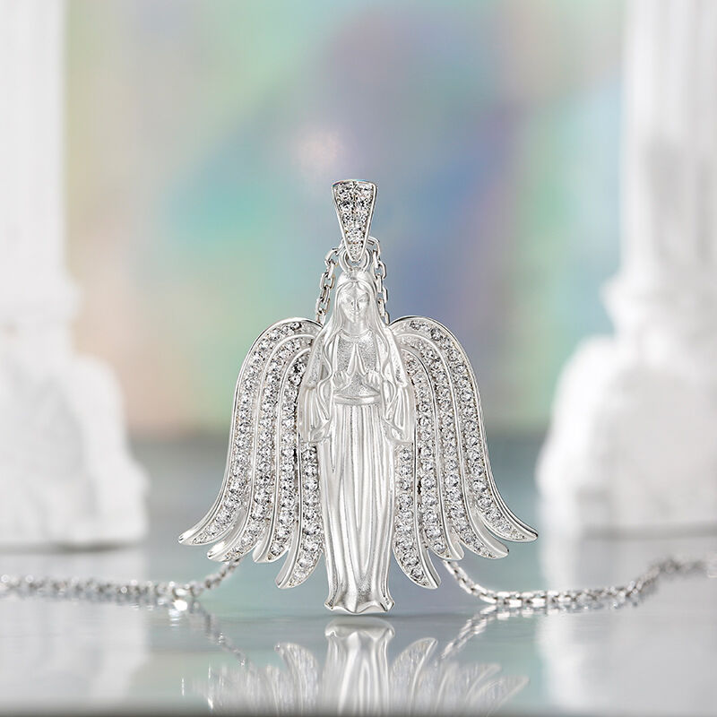Jeulia "Blessed Mother" Virgin Mary Sterling Silver Necklace