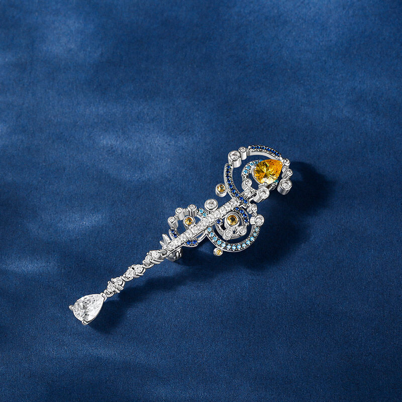 Jeulia "Starry Quiet" The Starry Night Inspired Sterling Silver Brooch