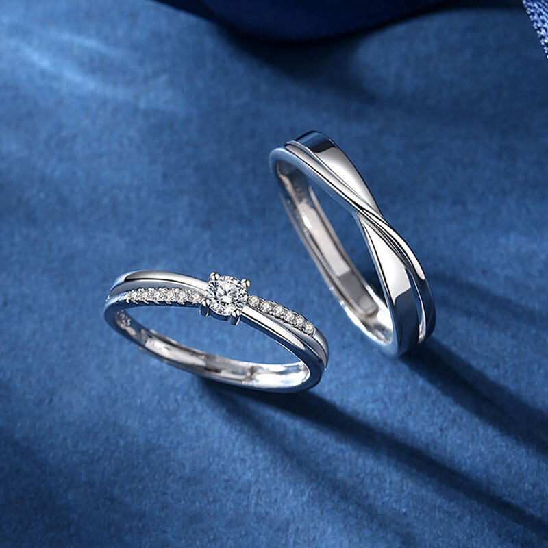 Jeulia Twist Mobius Infinity Couple Rings Sterling Silver