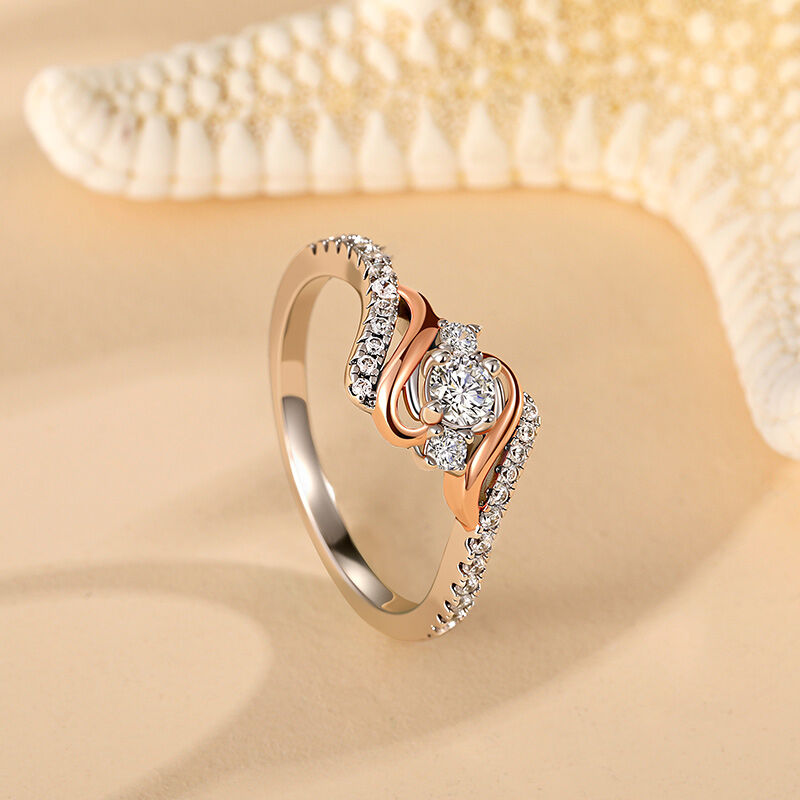 Jeulia Amore Custom Wave Engagement Ring with Three Birthstones