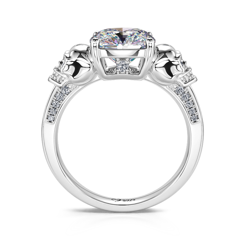 Jeulia "Eternal Love" Skull Cushion Cut Gothic Sterling Silver Ring