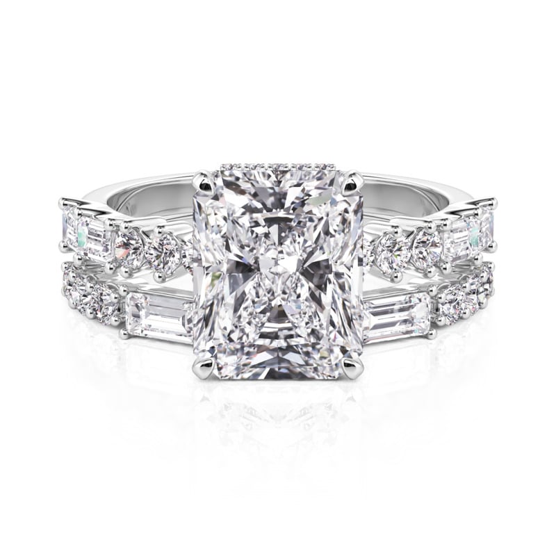 Jeulia Radiant Cut Hidden Halo Engagement Ring Set