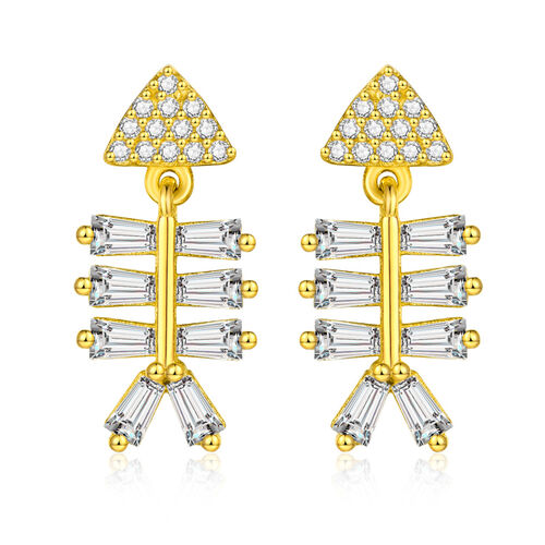 Jeulia Little Fish Design Sterling Silver Earrings
