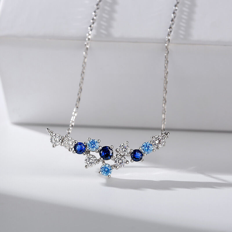 Jeulia "Light of Starry Sky" Multi-color Round Cut Sterling Silver Necklace