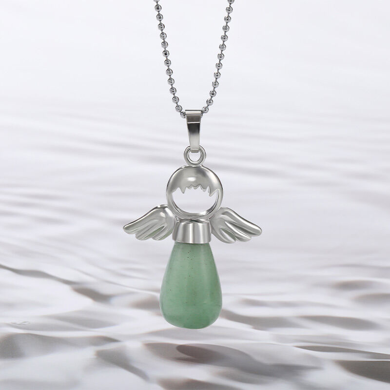 Jeulia "Healing & Balancing" Angel Wings Natural Green Aventurine Necklace