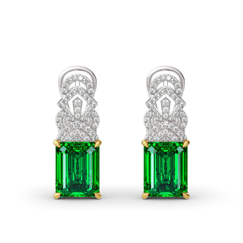 Jeulia Vintage Emerald Cut Sterling Silver Earrings