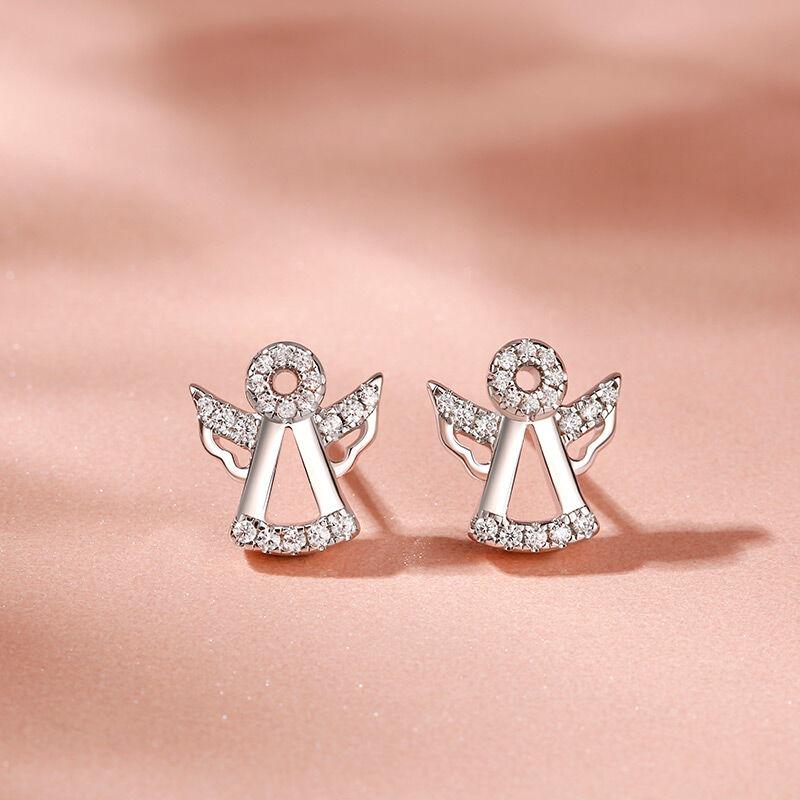 Jeulia "Serene Angel" Sterling Silver Children's Earrings