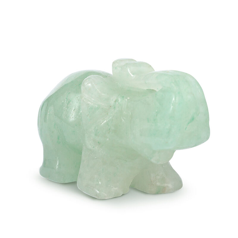Jeulia "Clarity & Focus" Natural Green Aventurine Elephant Crystal Carving