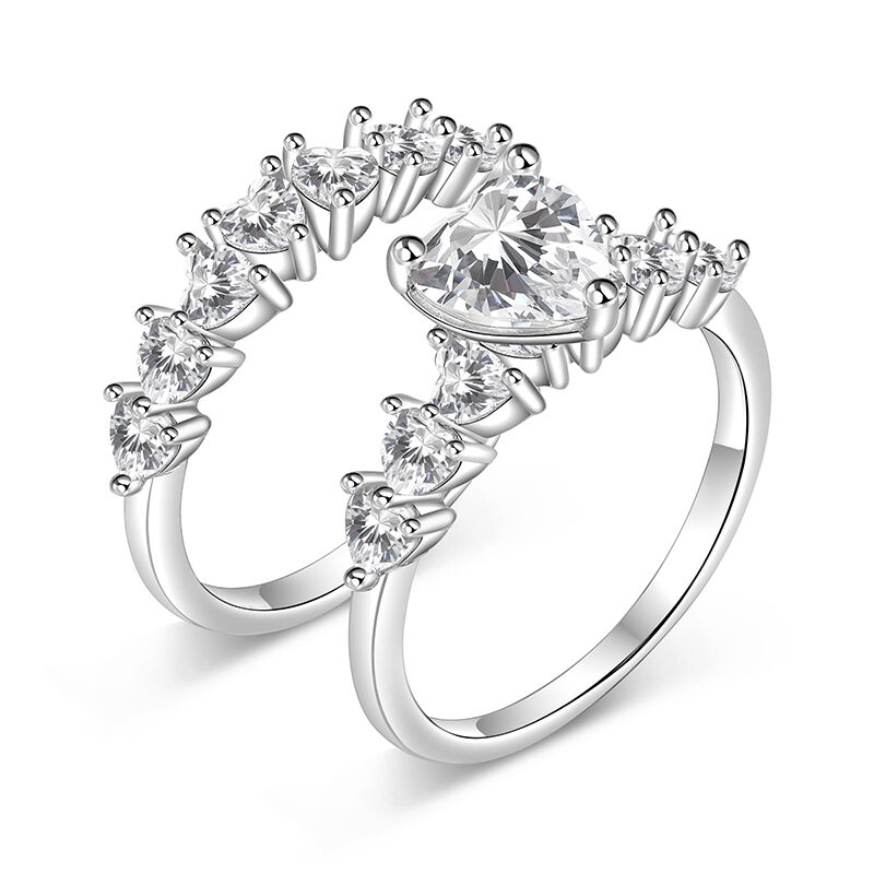 Jeulia Eternity Classic Heart Engagement Ring Set Sterling Silver