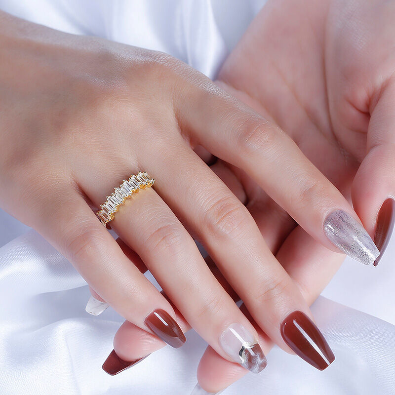 Jeulia Anillo churumbela corte esmeralda de boda para mujer de plata de ley