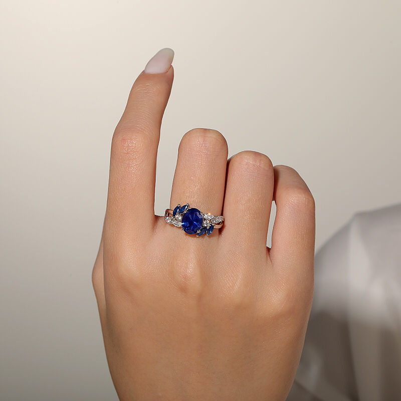 Jeulia Twist Custom Oval Ring with Side Stones
