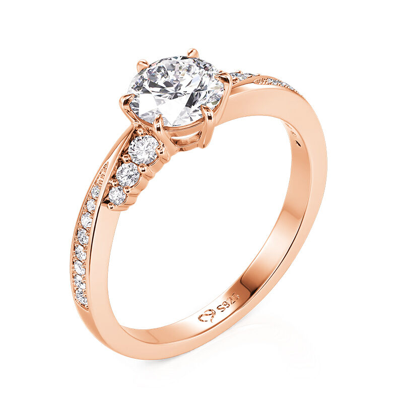 Jeulia Bague Promesse Design Twist Coupe Ronde Simple en Or Rose